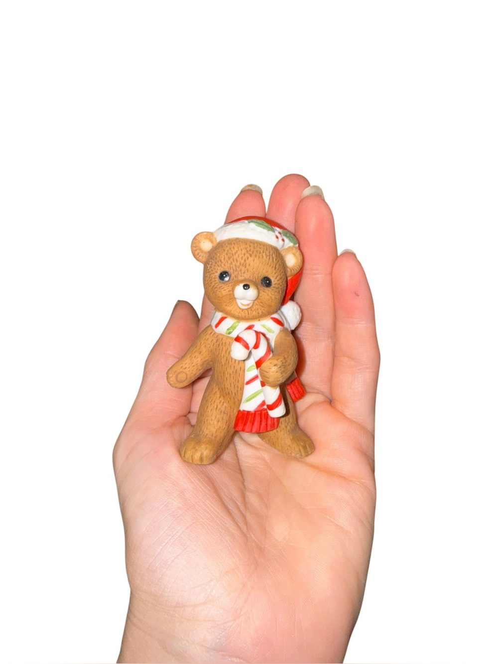 Vintage Lefton Christmas bear with candy cane